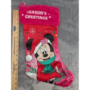 Disney Minnie Mouse Season's Greetings Christmas stocking pink 16"